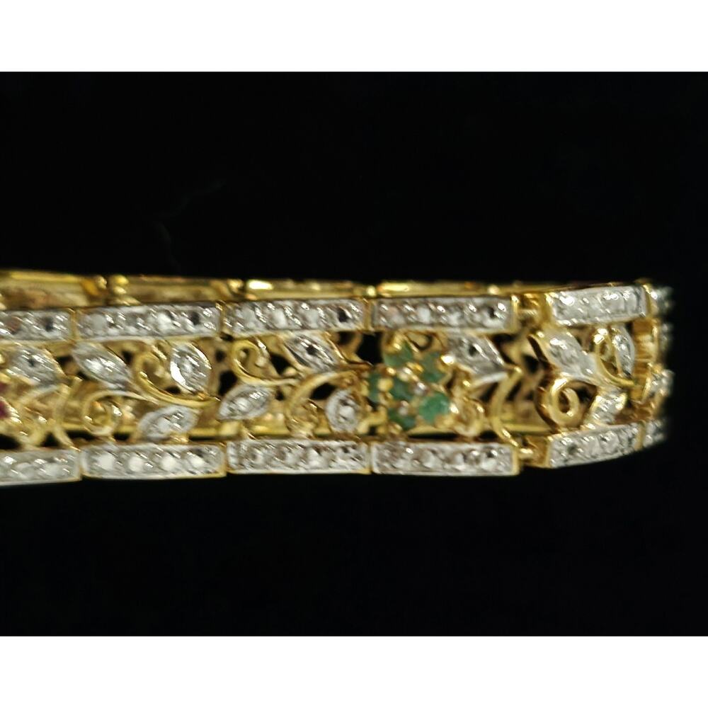 Ross Simons 925 Sterling Silver Gold Vermeil Ruby Emerald Sapphire Bracelet 7.5" - Picture 11 of 16